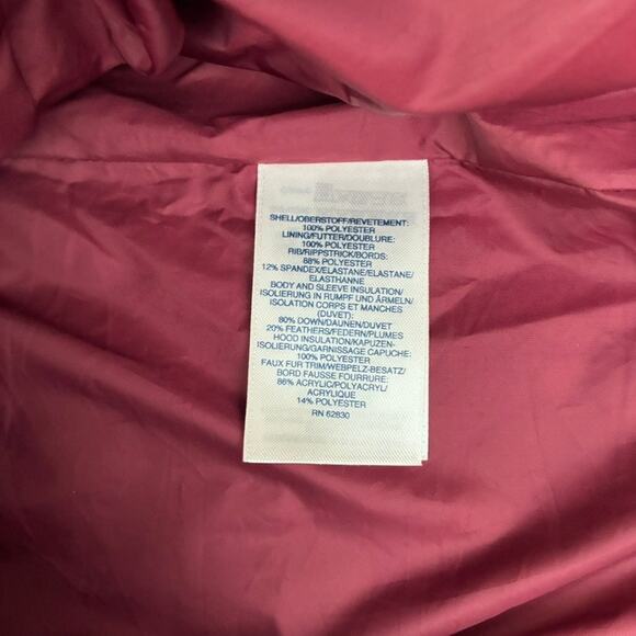 Lands' End Women's Wine Red Hooded Down Zip Puffer Coat - Plus 2X Petite - Picture 10 of 10